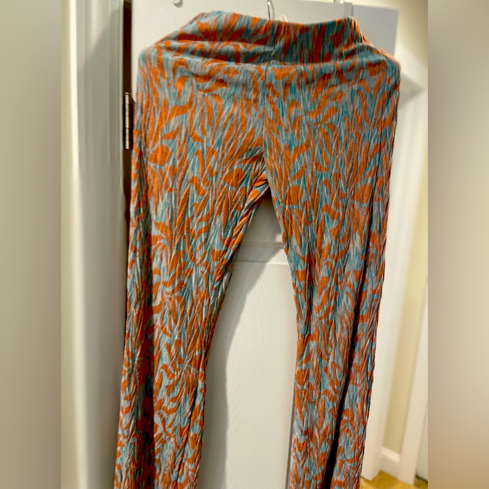 Zara pull on orange and teal pants